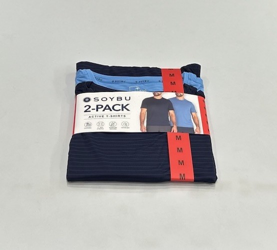Soybu Men's 2-pack 4-Way Stretch Moisture Wicking Active Tee, Dark Blue/Blue, M