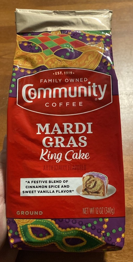 Coffee Community Ground Mardi Gras King Cake Limited Time 12 Oz, Medium Roast-image