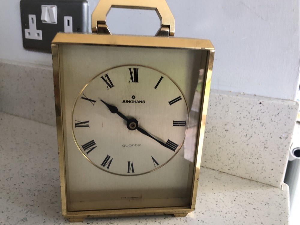 Vintage JUNGHANS German Heavy 2.4kg Solid Brass Mantle Clock in Vgc Full Working