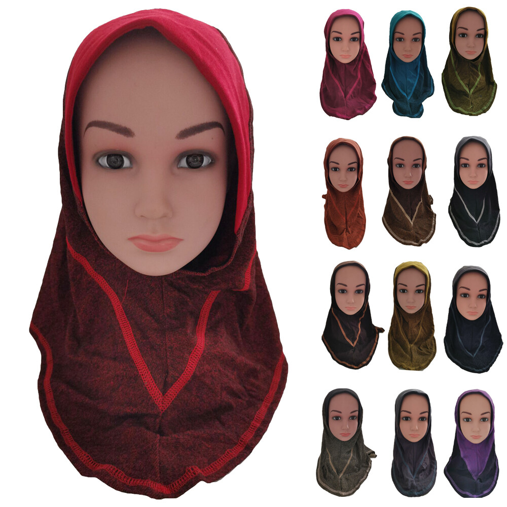 Muslim Girls Instant Hijab Amira Head Scarf Wrap Shawl for Kids 2-6 Years