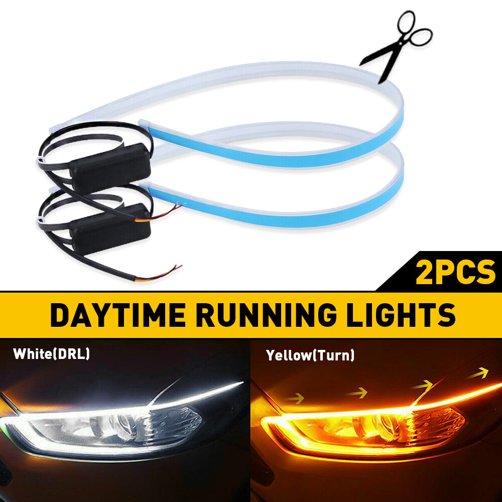 2 LED DRL Styling Car Daytime Running Light Strip Waterproof For Headlight Parts