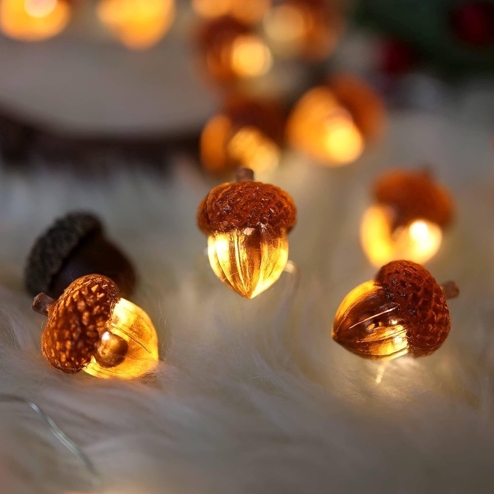 Fairy Acorn String Lights 30 LED 10ft Battery Operated Autumn Thanksgiving Decor