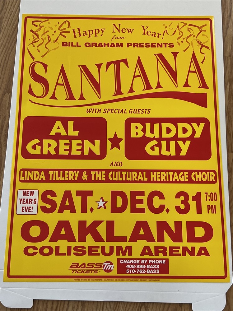Santana Buddy Guy Al Green New Years Eve ‘94 BIg Version Original Concert Poster-image