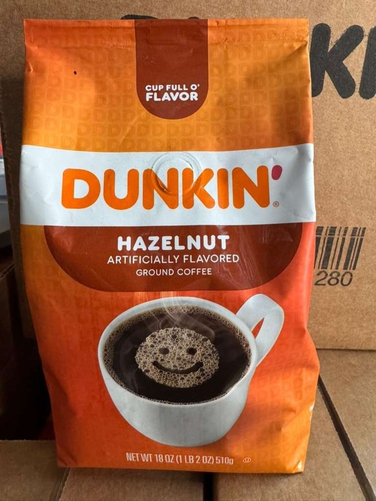 Dunkin' Hazelnut Flavored Ground Coffee, 18 oz NEW