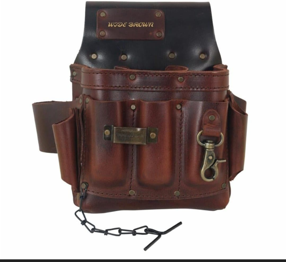 PU Leather Electrician'S Pouch with Contrast Stitching with Electrician Tape Hol