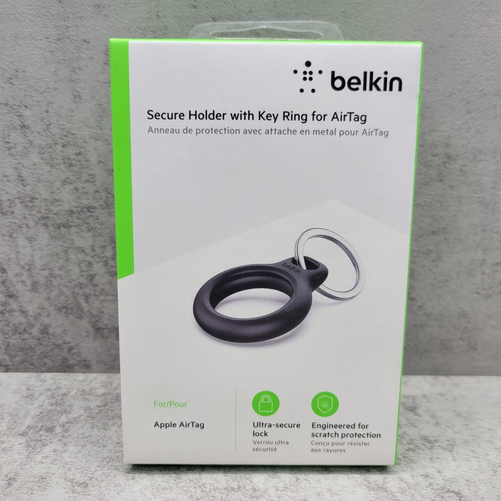 Belkin Apple AirTag Secure Holder With Key Ring - Black (F8W973) - NEW™