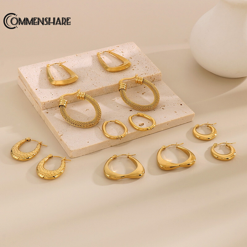 French geometry irregular C-shaped women's small titanium steel earrings jewelry