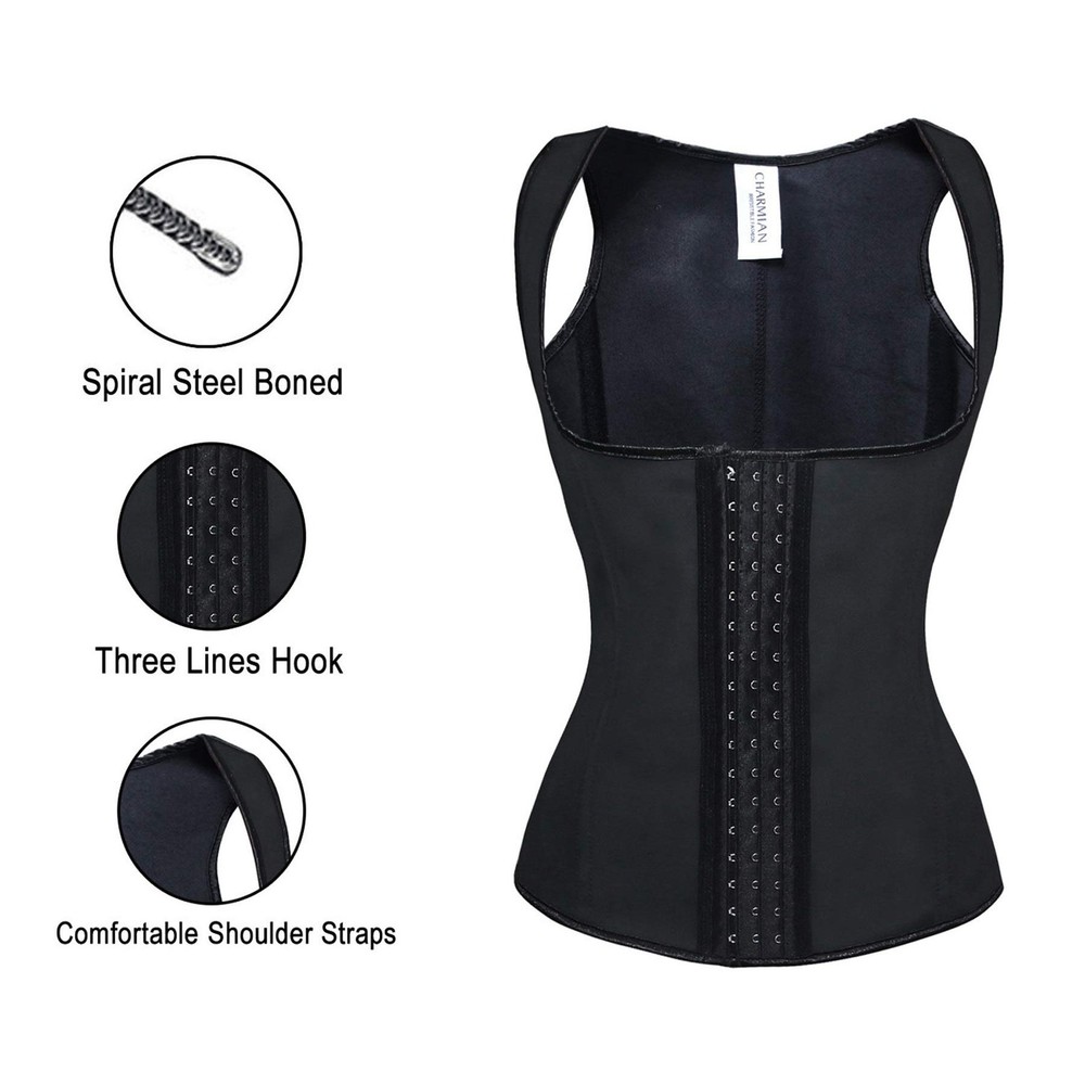 Charmian Womens Steel-Boned Latex Waist Cincher Corset for Body Shaping