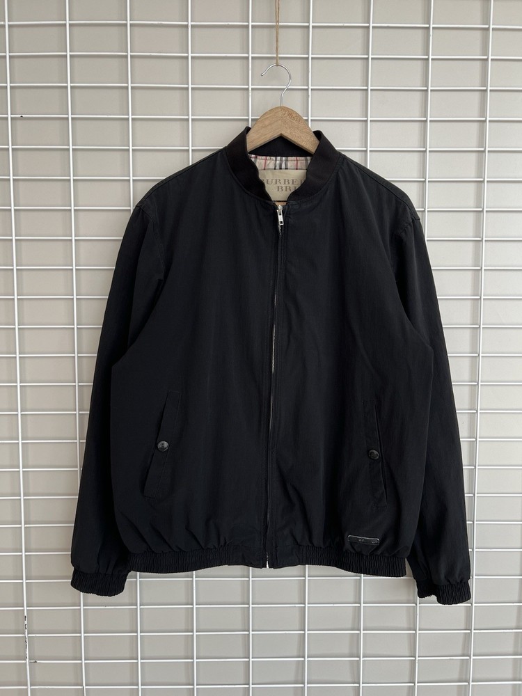 Burberry Brit Nova Check Lining Bomber Mens Size M Black Luxury Full Zip Jacket