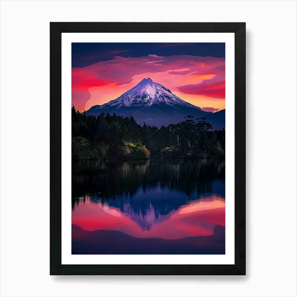 Mount Taranaki, New Zealand Art Pri Framed Wall Art Poster Canvas Print Picture