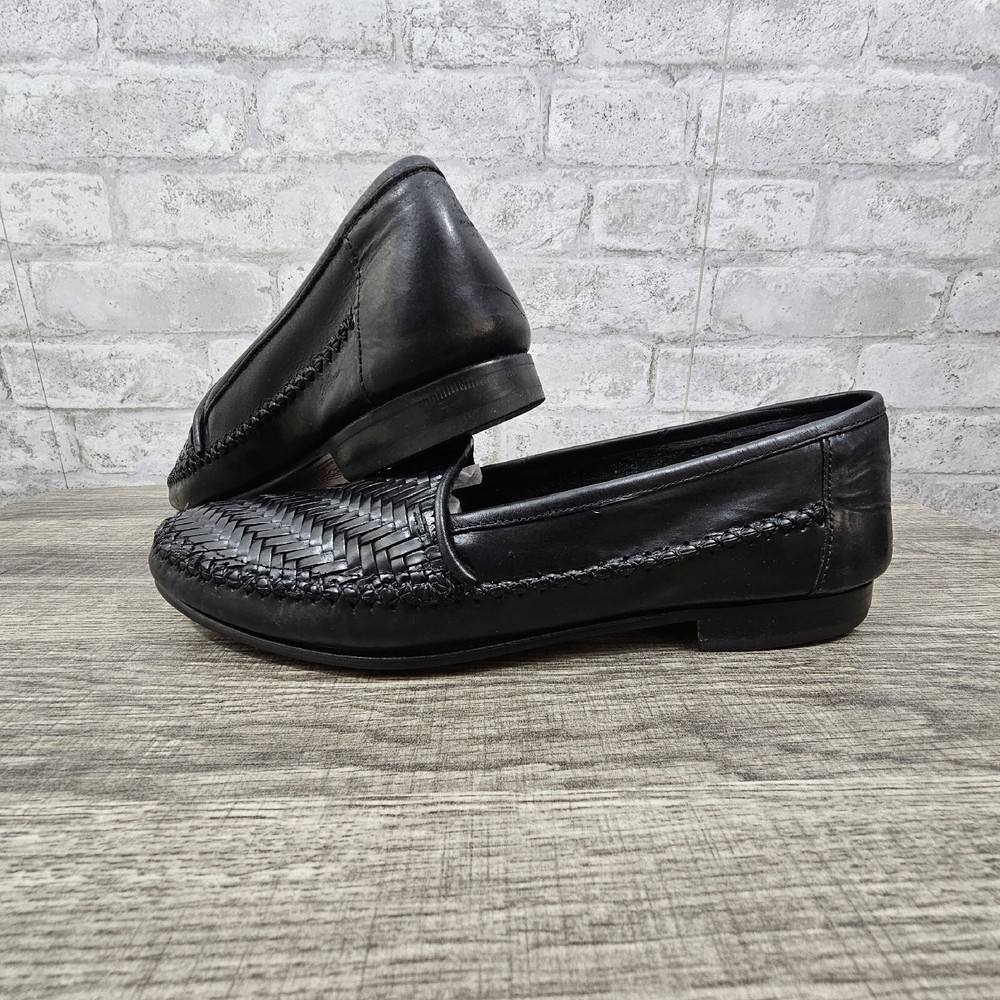 Giorgio Brutini  Black Weaved Leather Loafer Slip On Shoes mens size 9D