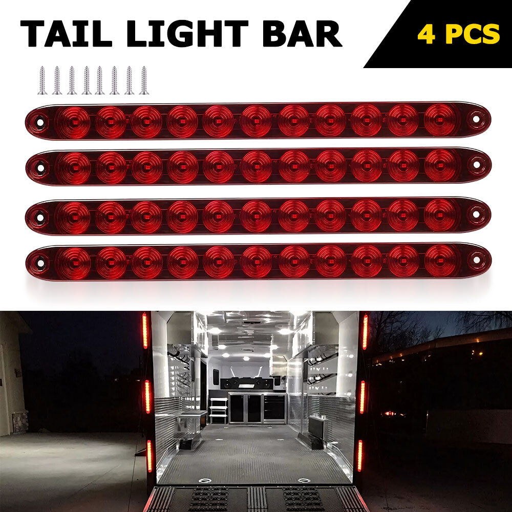 4X 15-Inch 11-LED Red Light Bar for Truck Trailer Stop Turn Tail Brake Strip