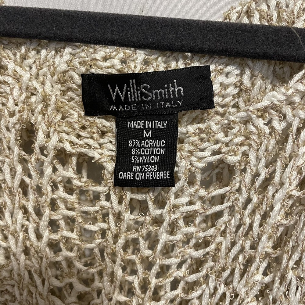 Willi Smith Womens Lacy Knit Sweater Tank with Beige Ribbon Sash Acrylic New Size M