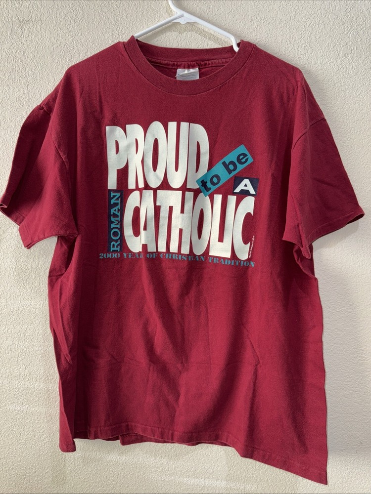 Vintage Hanes Proud To Be Catholic Roman Shirt Size Large