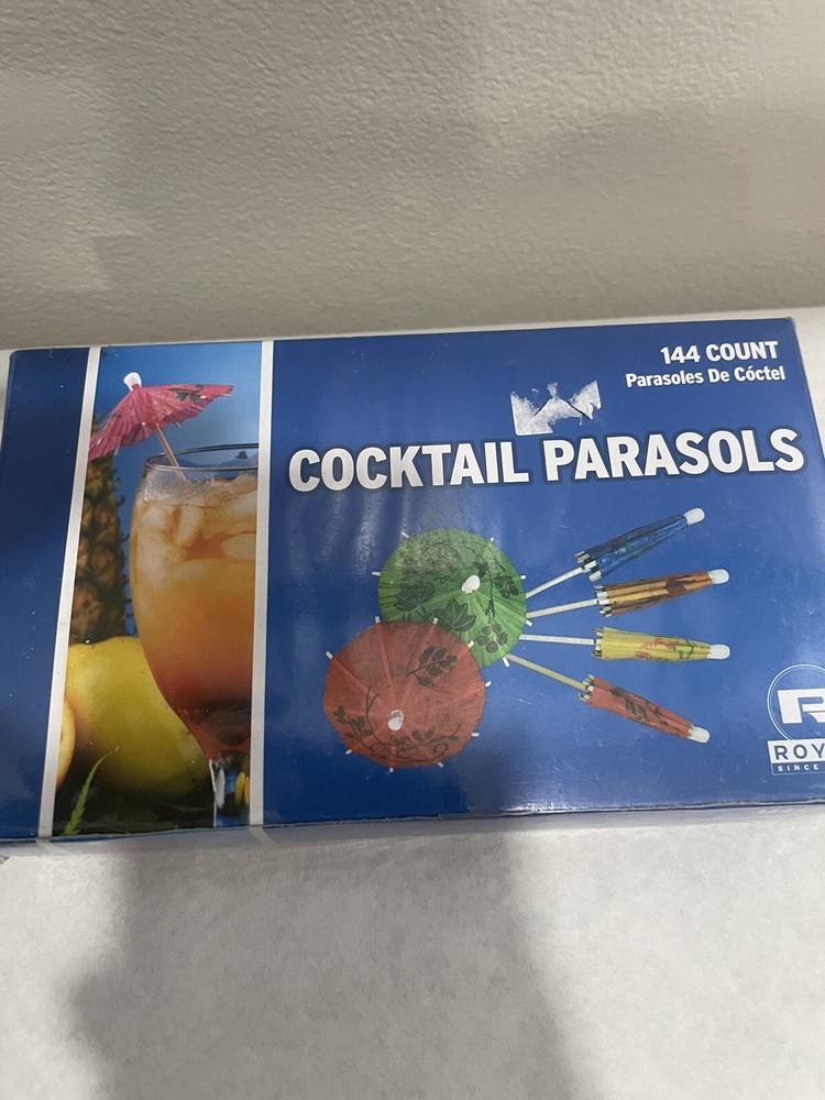 4-Inch Umbrella Drink Picks - Wooden Royal Paper Parasols - Assorted Colors - 144 Pcs