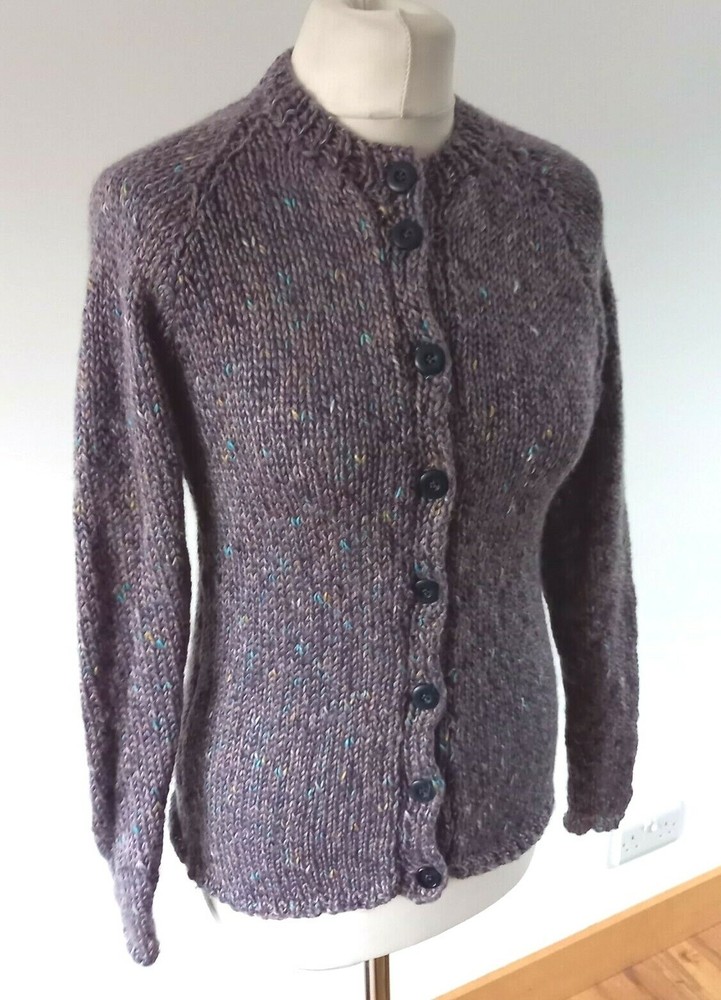 VINTAGE Ladies Purple Hand Knit Chunky HYGGE Jumper Cosy Warm 10 UK S