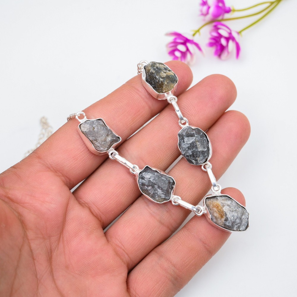 Smokey Quartz Pendant Handmade 925 Sterling Silver Necklace for Party Wear  