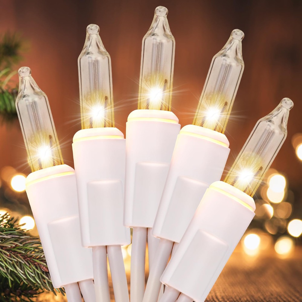 Christmas Lights 2-Pack 100-Count Clear Mini Lights with White Wire ULC Certified