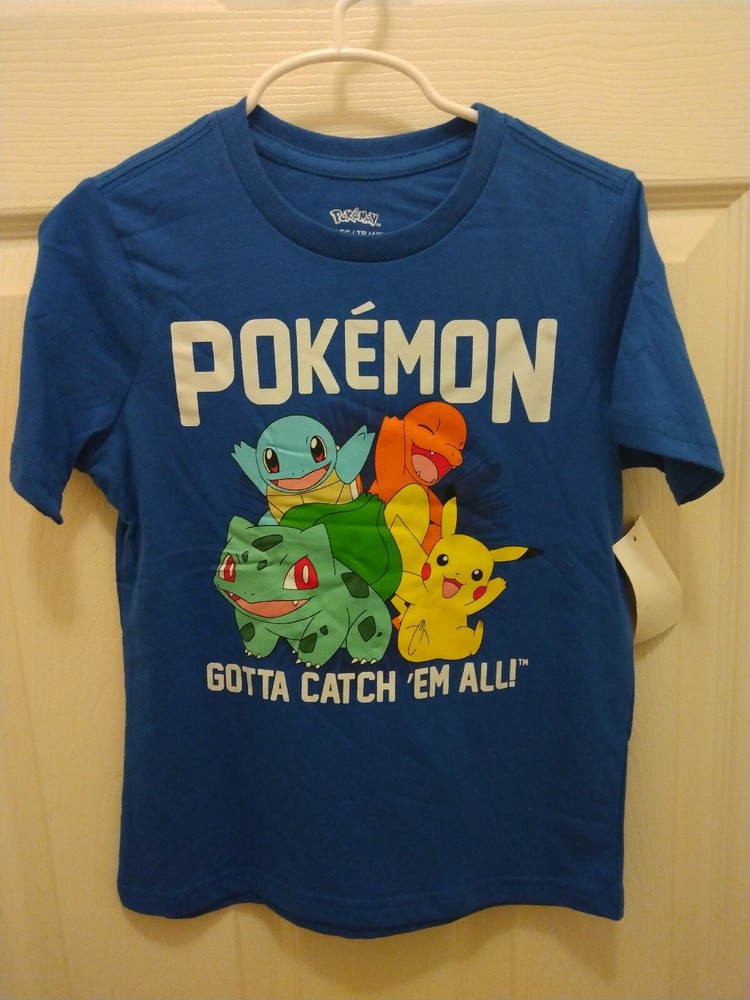 Pokemon Gotta Catch Em All Blue Short Sleeve Logo Graphic Tee T-Shirt XS 4-5