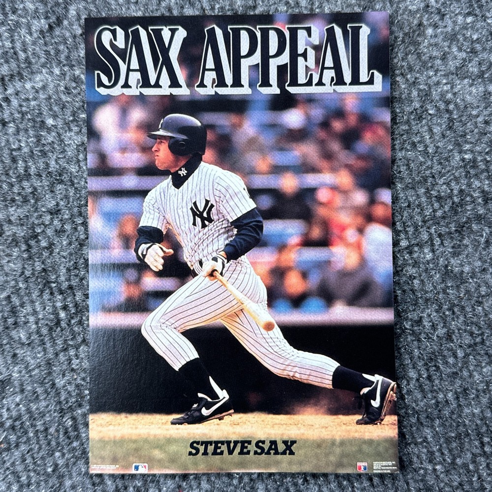 1990 Steve Sax New York Yankees Sax Appeal Costacos MLB Postcard Vintage MINT