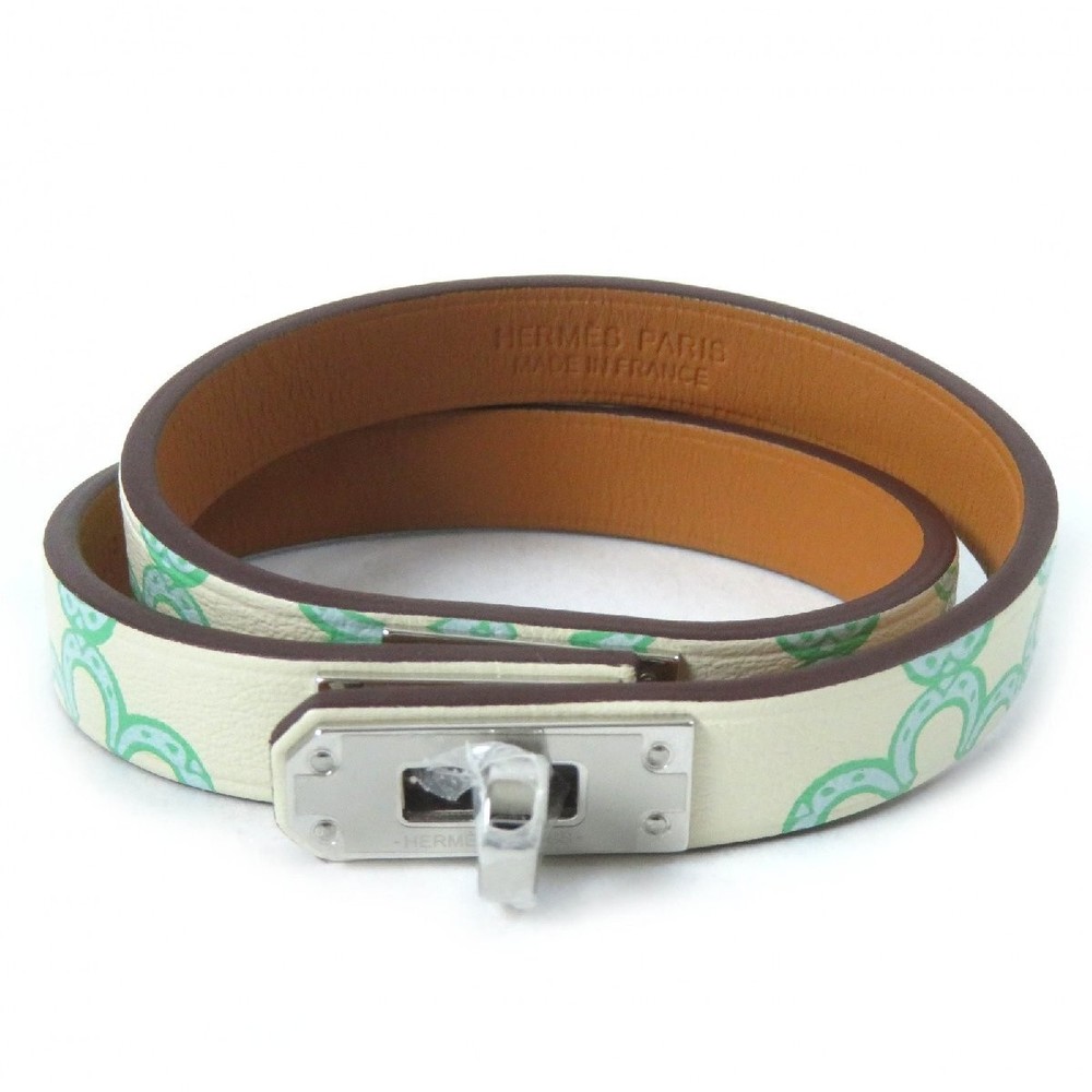 HERMES Mini Kelly Double Tour Lucky Daisy Bangle Bracelet Veau Swift B Engraved