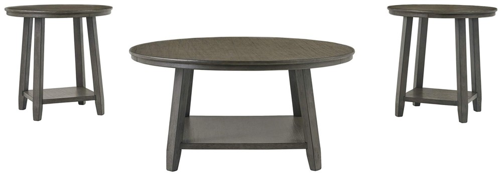 Caitbrook Neutral 3 Piece Table Set with Coffee & 2 End Tables, Grayish Brown