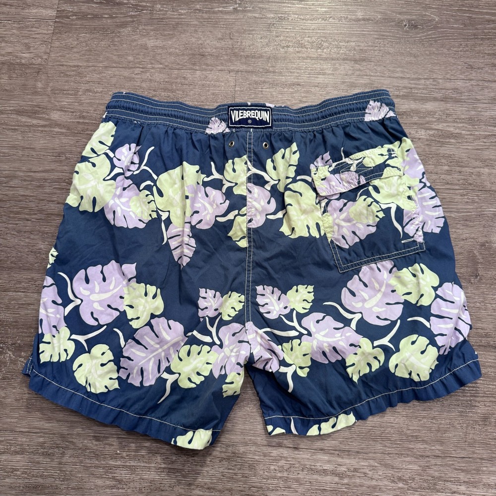 Vilebrequin Swim Trunks Mens 3XL Blue Floral Hawaiian Costal Board Short Unlined