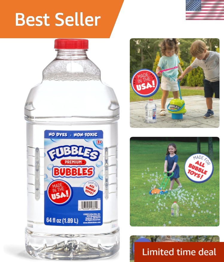 64oz Fubbles Non-Toxic Bubble Solution - Perfect Refill for Bubble Machines