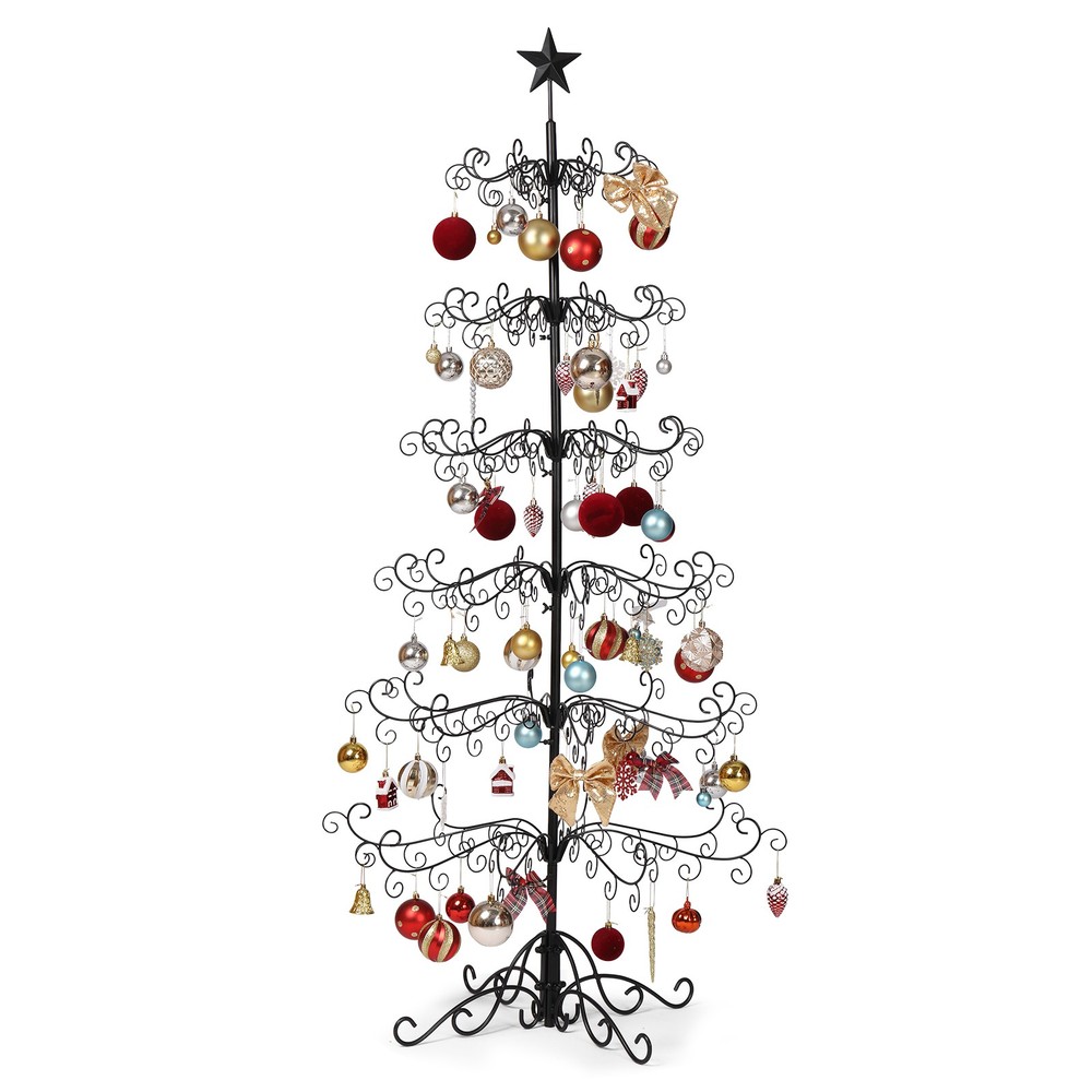 Wrought Iron Gloden/Black 3/6FT Christmas Tree with Star on Top (No Accessories)