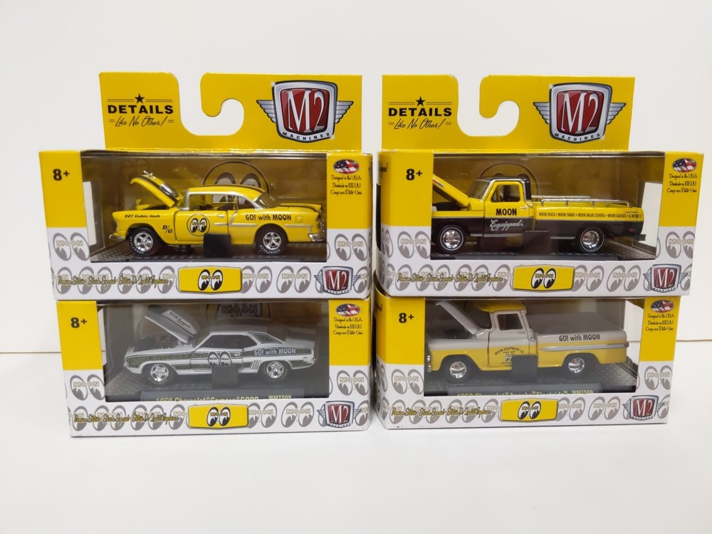 M2 Machines 1/64 Moon Equipped Chevrolet/Ford Diecast Car/Trucks - Lot of 4
