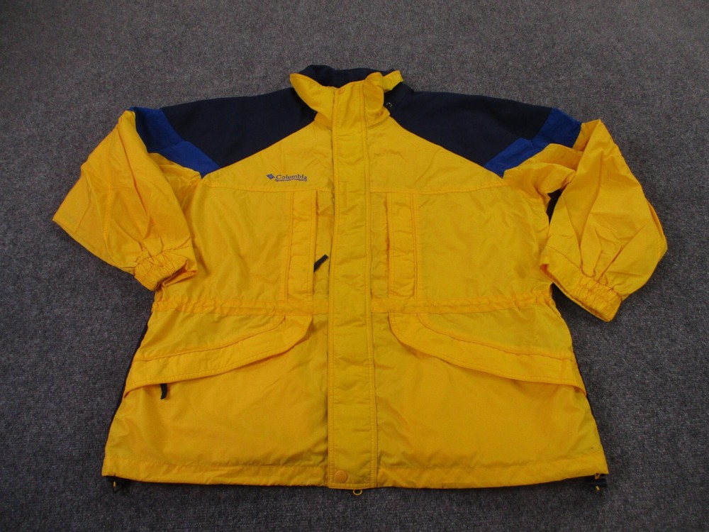 Vintage Columbia XL Yellow Lined Windbreaker for Men Outdoor Rain Hiking Tech
