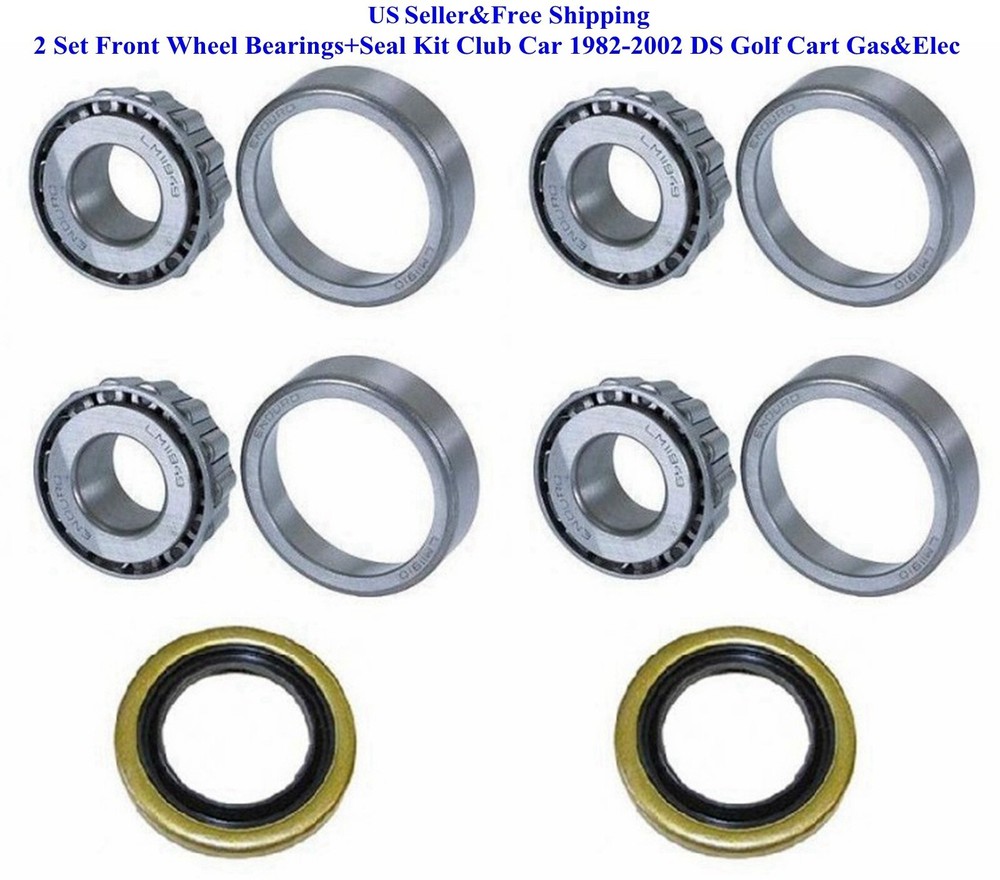 2 Set Front Wheel Bearings+Seal Kit Club Car 1982-2002 DS Golf Cart Gas&Elec New