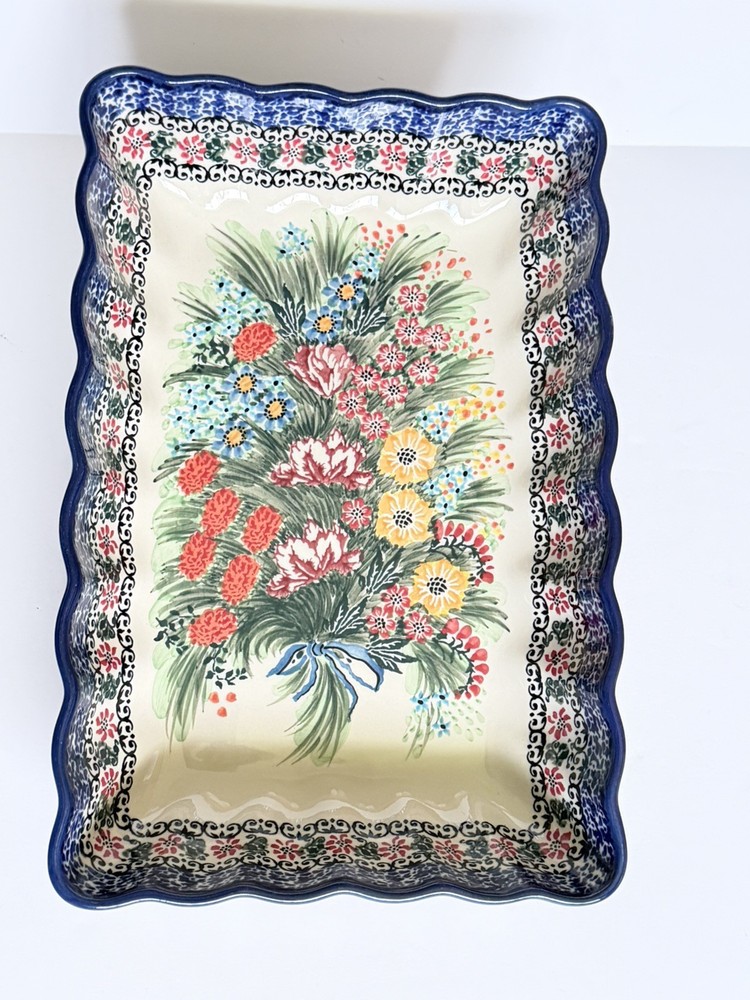 Unikat Polish 8X12 Serving Dish Summer’s Grateful Heart Special Bouquet Edition✅