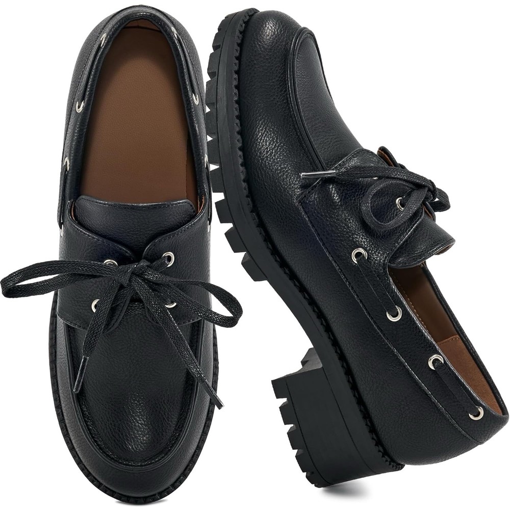 Platform Oxford Shoes for Women : Lace Up Women's Platform Chunky Loafers