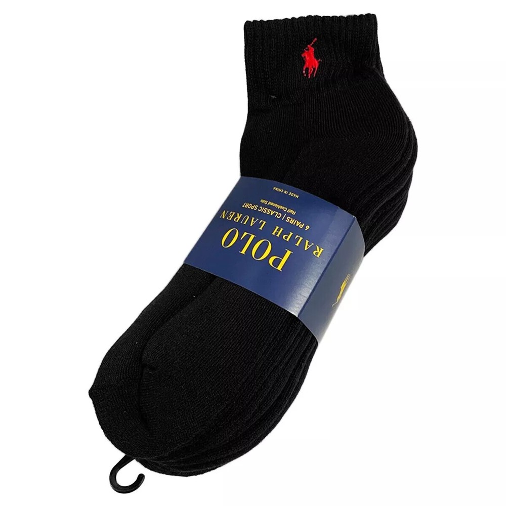 MSRP $28.99 NWT 6-PAIRS PACK POLO RALPH LAUREN MENS QUARTER CUT SOCKS SIZES 6-12