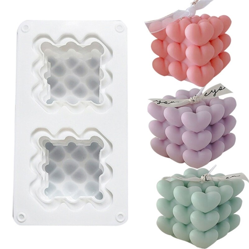 Heart Bubble Cube Resin Molds for DIY Bubble Making