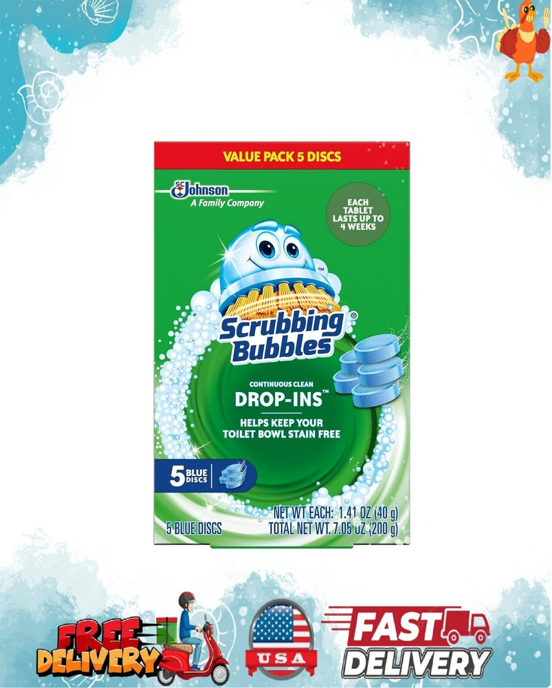 Continuous Clean Toilet Bowl Tablets Drop In Discs 5 Count Pack