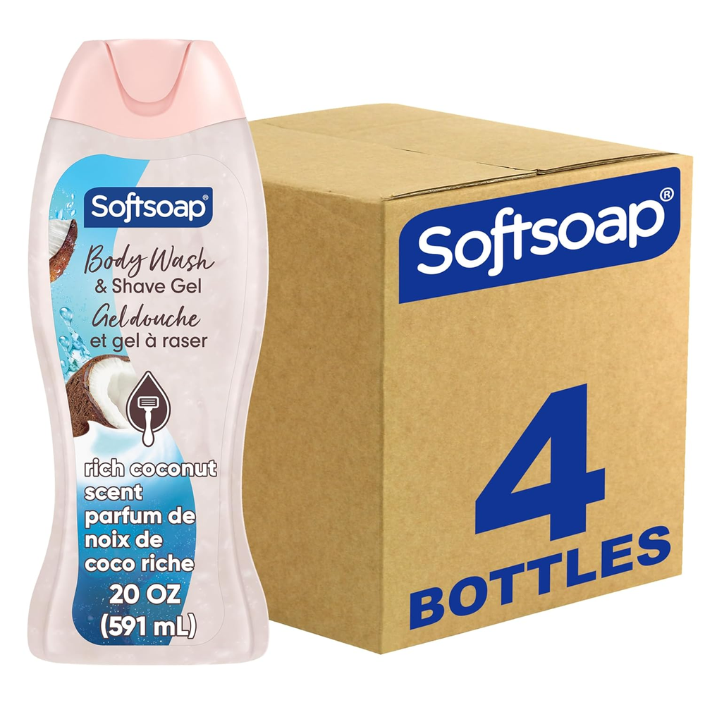 Moisturizing Body Wash & Shave Gel 4pk 20oz Rich Coconut Scent Smooth Skin Care