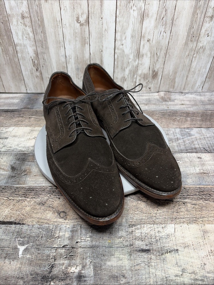 Allen Edmonds Mens Dress Shoes Brown Suede Derby Wingtip Size 11 D