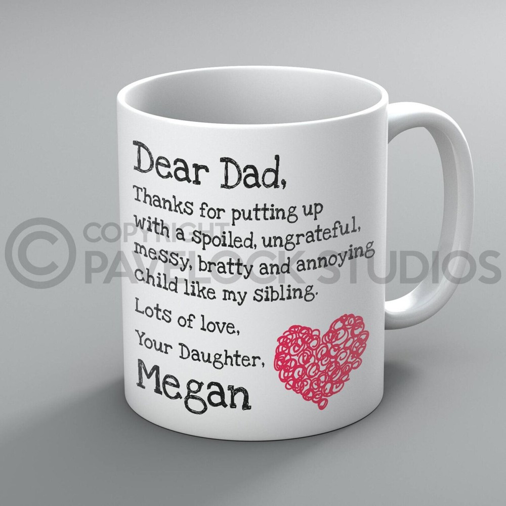 Custom Engraved Dad Mug From Daughter for Birthday or Fathers Day  