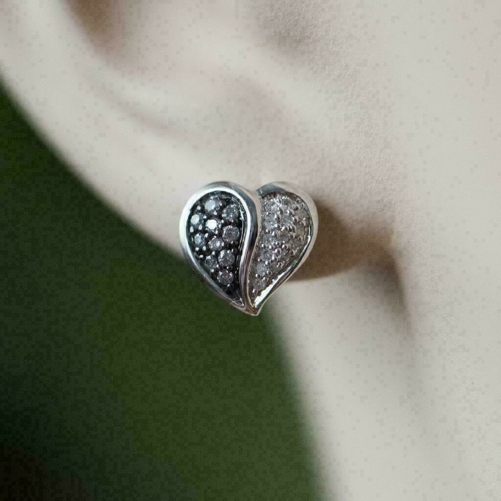 2Ct Simulated Diamond Heart Stud Earrings in 14K White Gold Plated Silver