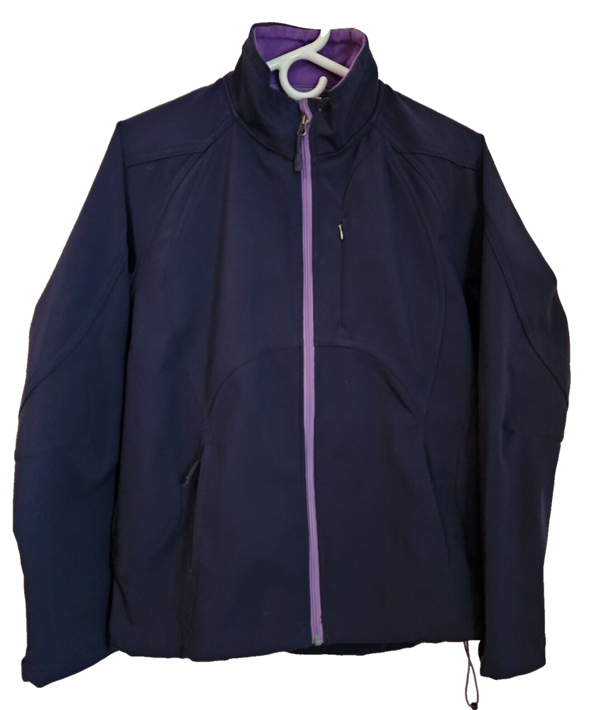 Double Diamond Purple Polyester Softshell Fleece Lined Zip Up Jacket for Women Size Medium-image