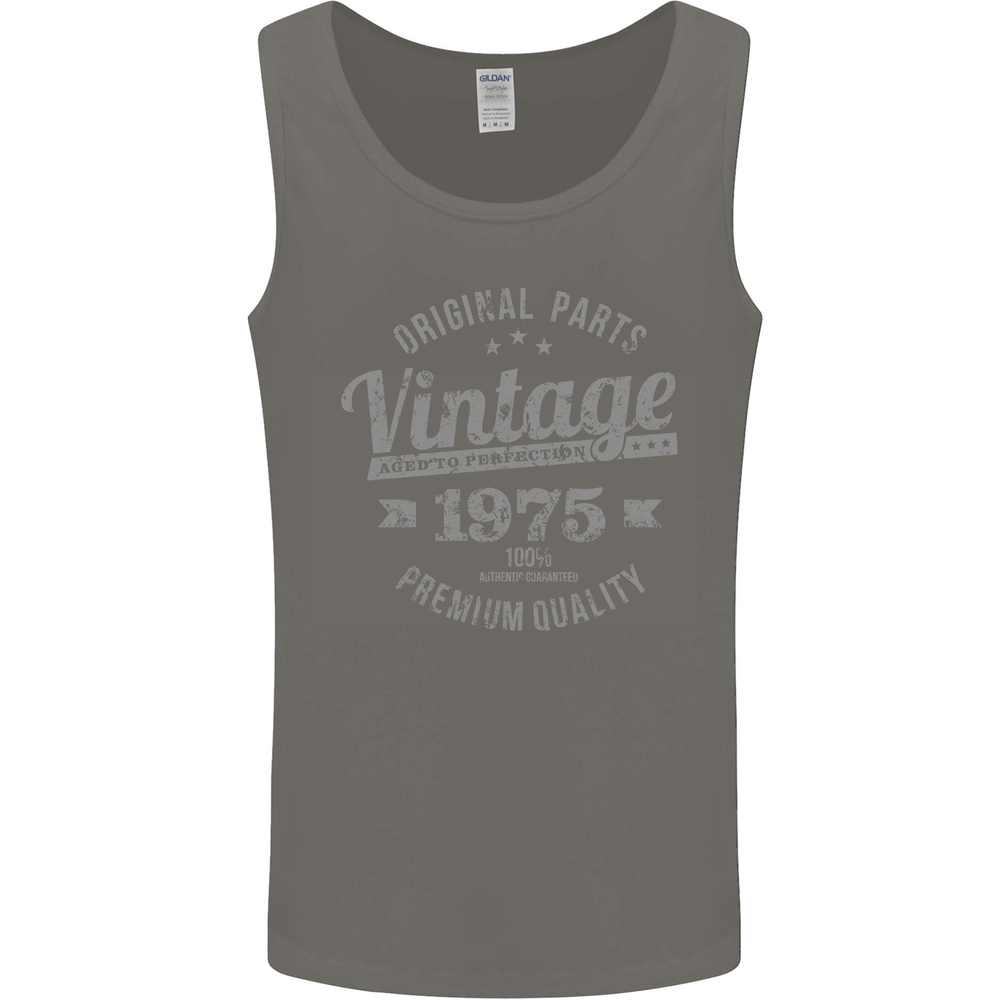 Vintage Year 50th Birthday 1975 Mens Vest Tank Top Charcoal