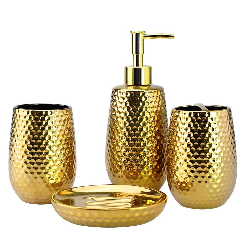 4-Piece Ceramic Bathroom Accessories Set, Moroccan Trellis Bathroom Ensemble ...