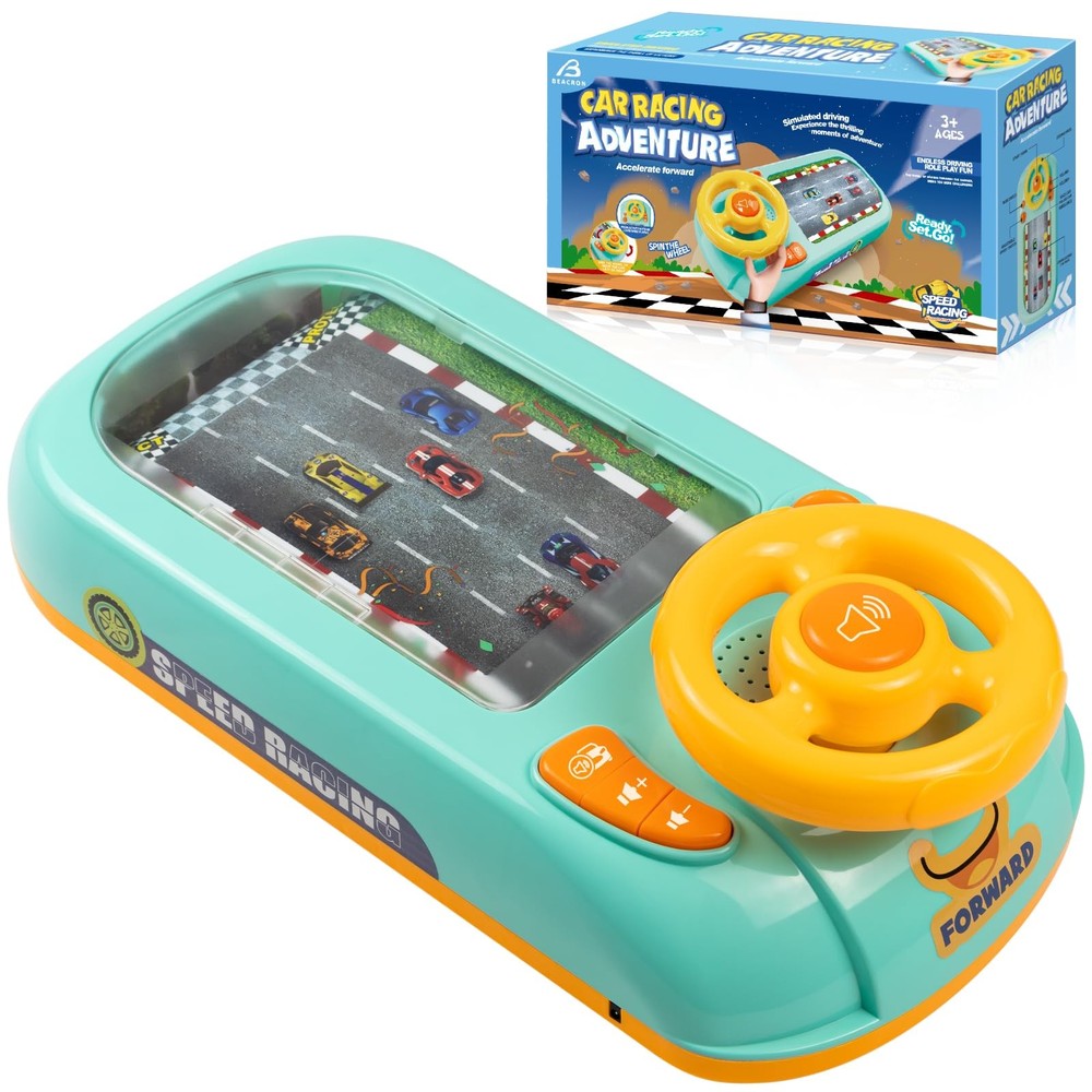 Musical Steering Wheel Toys for Boys 4-6: Toddler Simulated Driving Racing Ca...