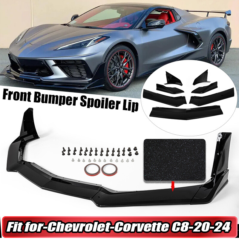 Carbon Flash Front Bumper Lip Splitter Winglet For 2020-2024 Chevy Corvette C8