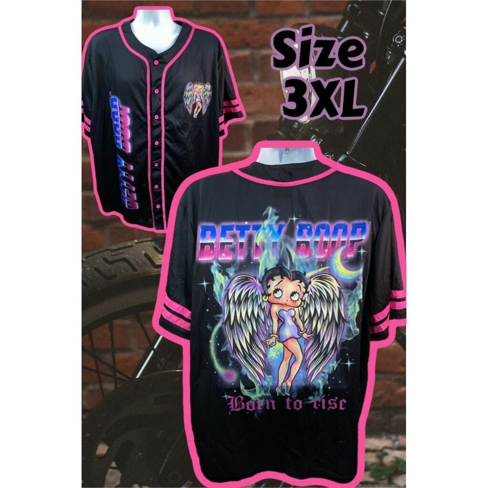 BETTY BOOP Licensed Retro Baseball Jersey Graphic Print Cyberpunk 2023 Size 3XL