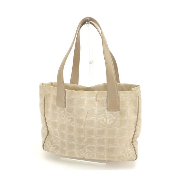 Chanel Vintage Beige Nylon Travel Tote Shoulder Bag