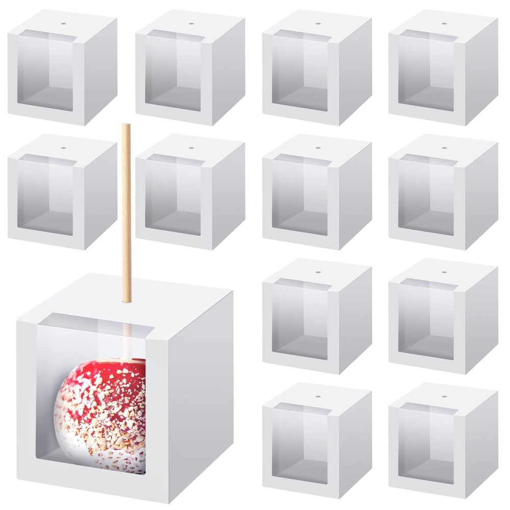150 Pcs Candy Apple Boxes with Hole and Sticks 4