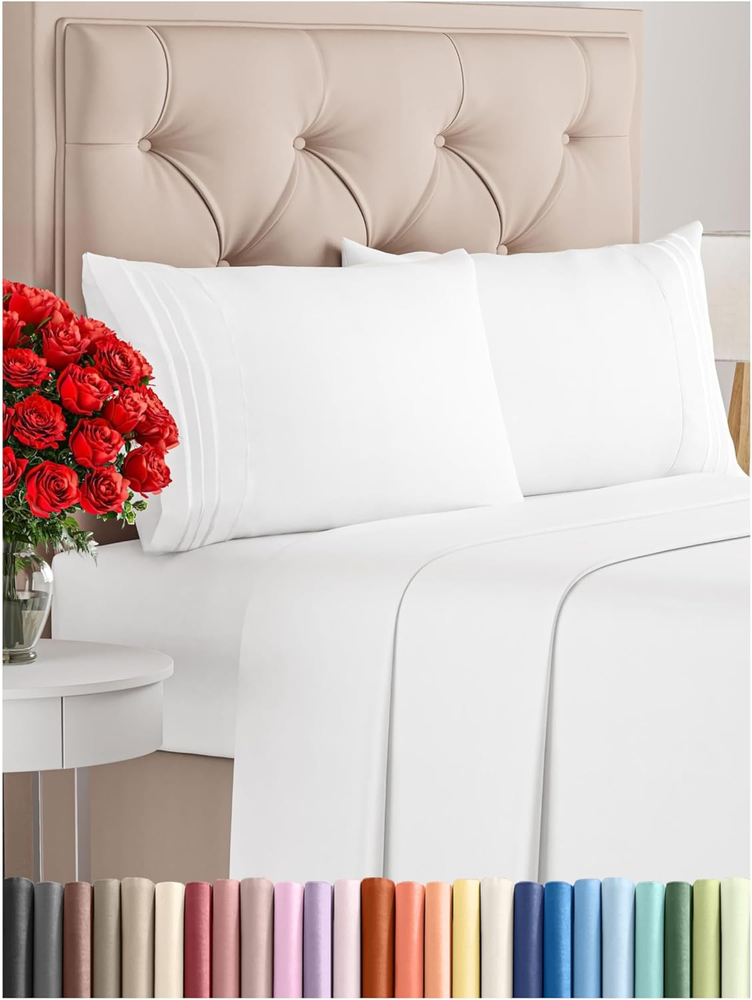 Queen Size 4-Piece Cooling Sheet Set - Soft Breathable Hotel Luxury Bedding